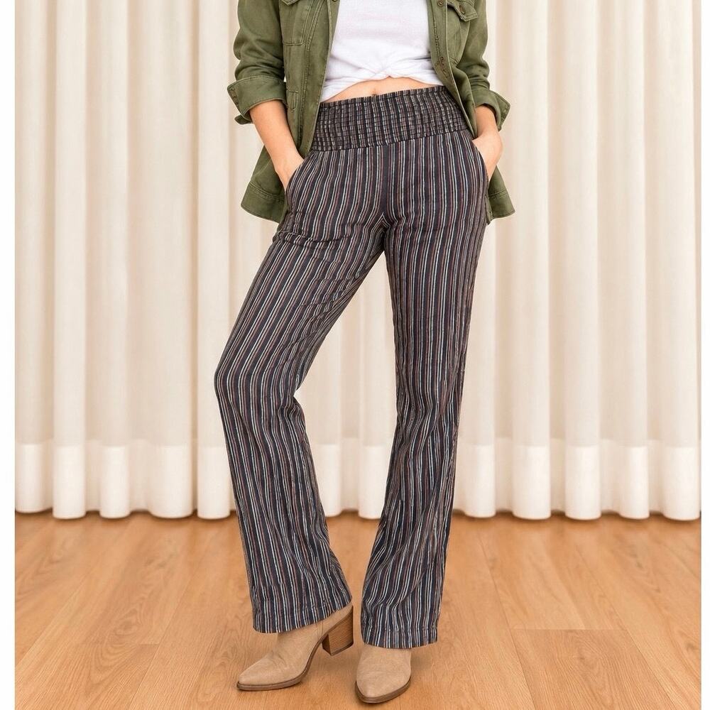 Billabong New Waves 2 Black Multi-Stripe Wide Leg Pants